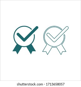 rosette ribbon check mark icon design vector illustration