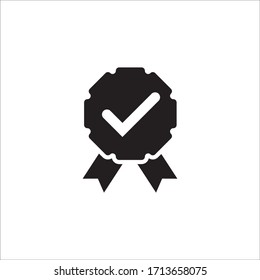 rosette ribbon check mark icon design vector illustration
