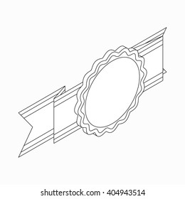 Rosette with ribbon icon, isometric 3d style