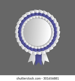 Rosette with ribbon isolated on grey background. Vector clip-art.