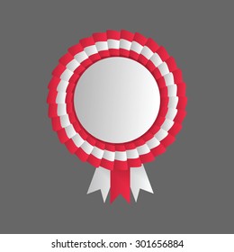 Rosette with ribbon isolated on grey background. Vector clip-art.