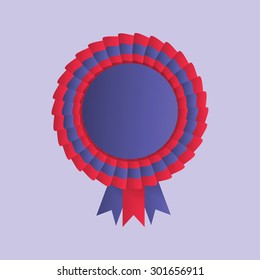 Rosette with ribbon isolated on grey background. Vector clip-art.