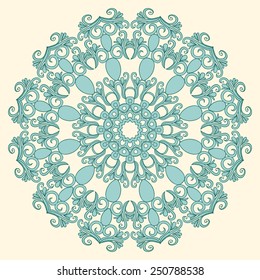 Rosette. Round ornate pattern. Vintage colors.