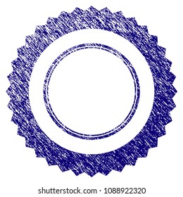 Rosette seal frame grunge textured template. Vector draft element with grainy design and dirty texture in blue color. Designed for overlay watermarks and rubber seal imitations.