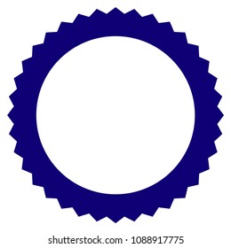 Rosette seal frame template. Vector draft element for stamp seals in blue color.
