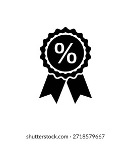 Icono del glifo del sello de la roseta que representa la venta del descuento o la promoción del porcentaje