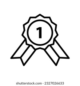Rosette stamp for first place outline icon vector. Reward and achievement symbol stock illustration. Youth sport rosette stamp outline icon for web or game interface. Prize for championship
