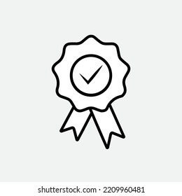 Rosette stamp icon, Approved or certified medal icon in a flat design. High quality reward. Editable Stroke. Can be used for digital product, presentation, print design and more.