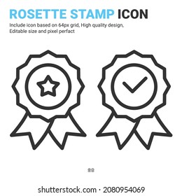 Icono de marca de rosette en estilo de línea aislado en fondo blanco. Ilustración vectorial del símbolo de concepto para certificado, garantía, industria, garantía, aplicaciones, web y proyecto. Stroke Editable