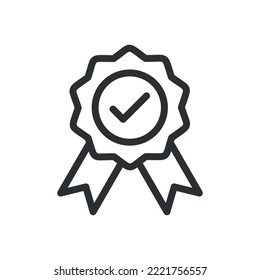 Rosette Stamp icon thin line symbol on white background.