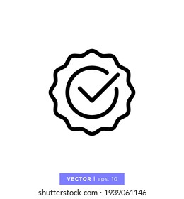 Rosette Stamp Icon Vector Design Template. Editable Stroke.