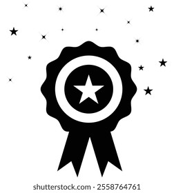 Rosette Stamp Icon Vector Design Template. Editable Stroke.  Profile Verification. Quality mark. Vector check mark. Approval sign. Task done. Project completed. Champion medal. Design eps 10. 