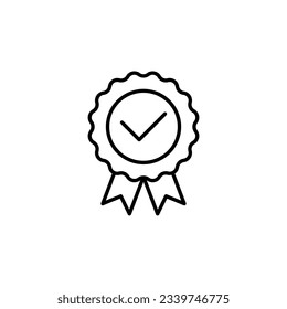 ein Rosette-Stempel mit einem Häkchen in der Mitte, der Exzellenz und Billigung entspricht