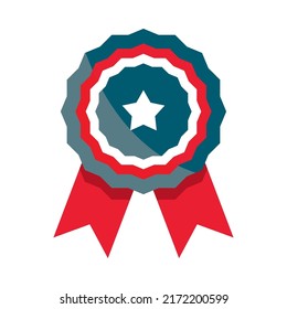 rosette con icono de bandera de EE.UU. aislado