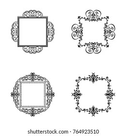 Rosette wicker border collection in vector. Yellow vintage text, certificate and page decoration in advertising. Business flourish signs for classic logo. Motifs frames and ornate elements.