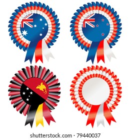 Rosettes to represent Australasia including Australia; New Zealand; Papua New Guinea and Indonesia