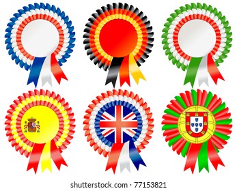 Rosettes to represent European countries, including the United Kingdom of Great Britain and Northern Ireland, France, Germany, Italy, Spain and Portugal