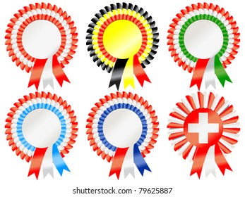 Rosettes to represent European countries, including Austria, Belgium, Hungary, Luxembourg, Netherlands and Switzerland