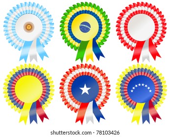 Rosettes to represent South American countries, including Argentina, Brazil, Peru, Chile, Colombia and Venezuela