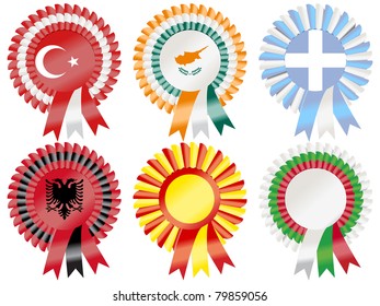  Rosettes to represent Southern European countries, including Greece, Turkey, Cyprus, Bulgaria, Albania and Macedonia
