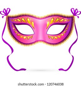 Rose-violet ornate carnival mask, vector illustration