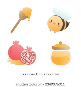 Rosh Hashana elements, Festive. Vector illustration