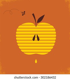 Rosh hashana greeting card with abstract apple  illustration