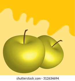 Rosh Hashana greeting card with apple and honey
