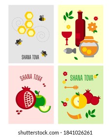Rosh Hashana, Jewish holiday.
Set of Rosh Hashana greeting cards.
Translation from Hebrew -  Happy New Year