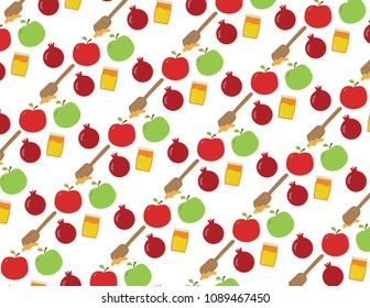 Rosh Hashana jewish holiday symbols pattern