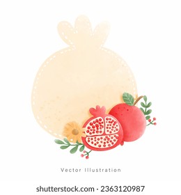 Rosh Hashana, Jewish holiday watercolor style. Vextor illustration