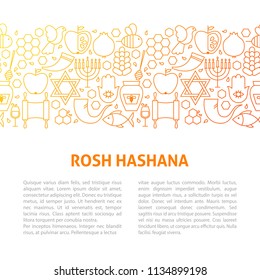 Rosh Hashana Line Design-Vorlage. Vektorillustration Illustration von Outline Banner.