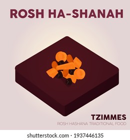 Rosh hashana tzimmes judaism wallpaper image icon - Vector