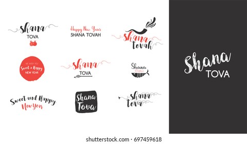 rosh hashanah, abstract Jewish holiday icon set. Jewish new year. Happy new year in Hebrew