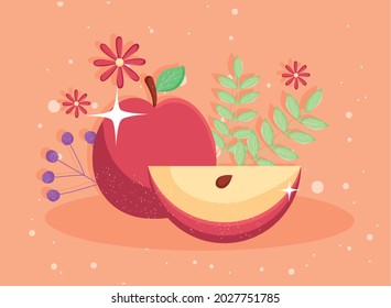 rosh hashanah apple and flowers