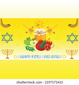 ROSH HASHANAH BACKGROUND AND GREATINGS CARD. lets celebrating rosh hasnanah