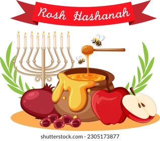 Rosh Hashanah Banner Design illustration