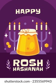 Rosh Hashanah Feier. Rosh Hashanah Hintergrund. Übersetzung aus Hebräisch - Frohes neues Jahr. Jüdisches Neujahrskonzept. Vektorgrafik. Poster, Banner, Grußkarte, Einladungskarte. Shana tova.