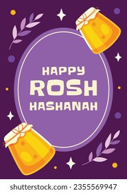 Rosh Hashanah Feier. Rosh Hashanah Hintergrund. Übersetzung aus Hebräisch - Frohes neues Jahr. Jüdisches Neujahrskonzept. Vektorgrafik. Poster, Banner, Grußkarte, Einladungskarte. Shana tova.