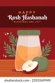 Rosh Hashanah Feier. Rosh Hashanah Hintergrund. Übersetzung aus Hebräisch - Frohes neues Jahr. Jüdisches Neujahrskonzept. Vektorgrafik. Poster, Banner, Grußkarte, Einladungskarte. Shana tova.