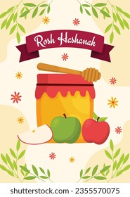 Rosh Hashanah Feier. Rosh Hashanah Hintergrund. Übersetzung aus Hebräisch - Frohes neues Jahr. Jüdisches Neujahrskonzept. Vektorgrafik. Poster, Banner, Grußkarte, Einladungskarte. Shana tova.