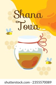 Rosh Hashanah Feier. Rosh Hashanah Hintergrund. Übersetzung aus Hebräisch - Frohes neues Jahr. Jüdisches Neujahrskonzept. Vektorgrafik. Poster, Banner, Grußkarte, Einladungskarte. Shana tova.