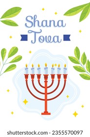 Rosh Hashanah Feier. Rosh Hashanah Hintergrund. Übersetzung aus Hebräisch - Frohes neues Jahr. Jüdisches Neujahrskonzept. Vektorgrafik. Poster, Banner, Grußkarte, Einladungskarte. Shana tova.