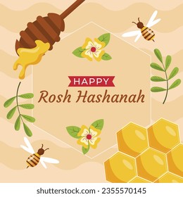 Rosh Hashanah Feier. Rosh Hashanah Hintergrund. Übersetzung aus Hebräisch - Frohes neues Jahr. Jüdisches Neujahrskonzept. Vektorgrafik. Poster, Banner, Grußkarte, Einladungskarte. Shana tova.