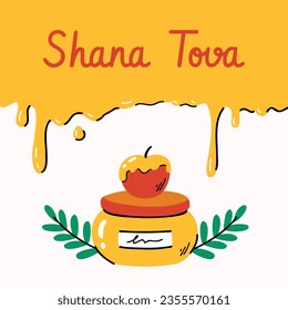 Rosh Hashanah Feier. Rosh Hashanah Hintergrund. Übersetzung aus Hebräisch - Frohes neues Jahr. Jüdisches Neujahrskonzept. Vektorgrafik. Poster, Banner, Grußkarte, Einladungskarte. Shana tova.