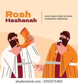 Rosh Hashanah Feier. Rosh Hashanah Hintergrund. Übersetzung aus Hebräisch - Frohes neues Jahr. Jüdisches Neujahrskonzept. Vektorgrafik. Poster, Banner, Grußkarte, Einladungskarte. Shana tova.