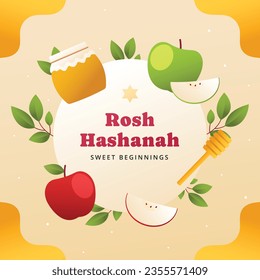 Rosh Hashanah Feier. Rosh Hashanah Hintergrund. Übersetzung aus Hebräisch - Frohes neues Jahr. Jüdisches Neujahrskonzept. Vektorgrafik. Poster, Banner, Grußkarte, Einladungskarte. Shana tova.