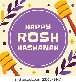 Rosh Hashanah Feier. Rosh Hashanah Hintergrund. Übersetzung aus Hebräisch - Frohes neues Jahr. Jüdisches Neujahrskonzept. Vektorgrafik. Poster, Banner, Grußkarte, Einladungskarte. Shana tova.