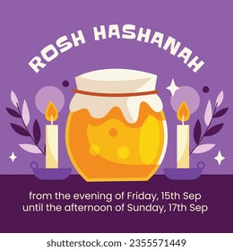 Rosh Hashanah Feier. Rosh Hashanah Hintergrund. Übersetzung aus Hebräisch - Frohes neues Jahr. Jüdisches Neujahrskonzept. Vektorgrafik. Poster, Banner, Grußkarte, Einladungskarte. Shana tova.