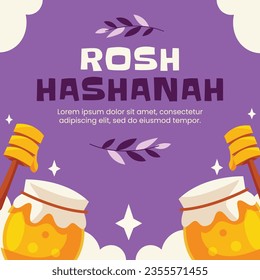 Rosh Hashanah Feier. Rosh Hashanah Hintergrund. Übersetzung aus Hebräisch - Frohes neues Jahr. Jüdisches Neujahrskonzept. Vektorgrafik. Poster, Banner, Grußkarte, Einladungskarte. Shana tova.